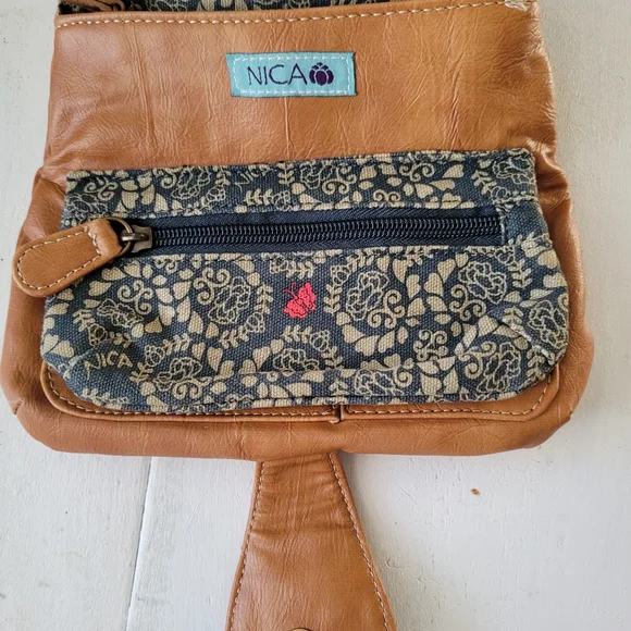 NICA brown mini clutch. Several compartments inside. - Picture 3 of 14